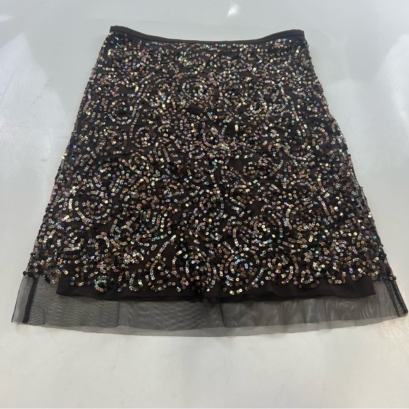 BCBGMaxAzria women’s brown sequin y2k skirt M L32-19 - Picture 2 of 6